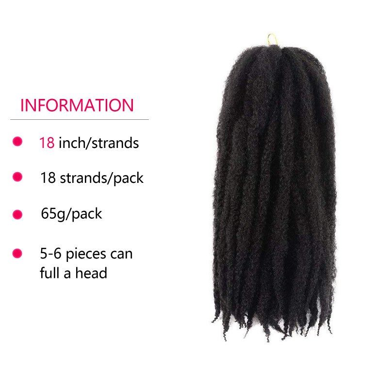 Roktress Marley Hair For Twists Marley Braiding Hair Marley Braid Crochet Hair Long Afro Kinky Marley Twist Braid Hair Extensions 100% Kanekalon Synthetic Fiber (18"6pcs, 1B#) - Image 4